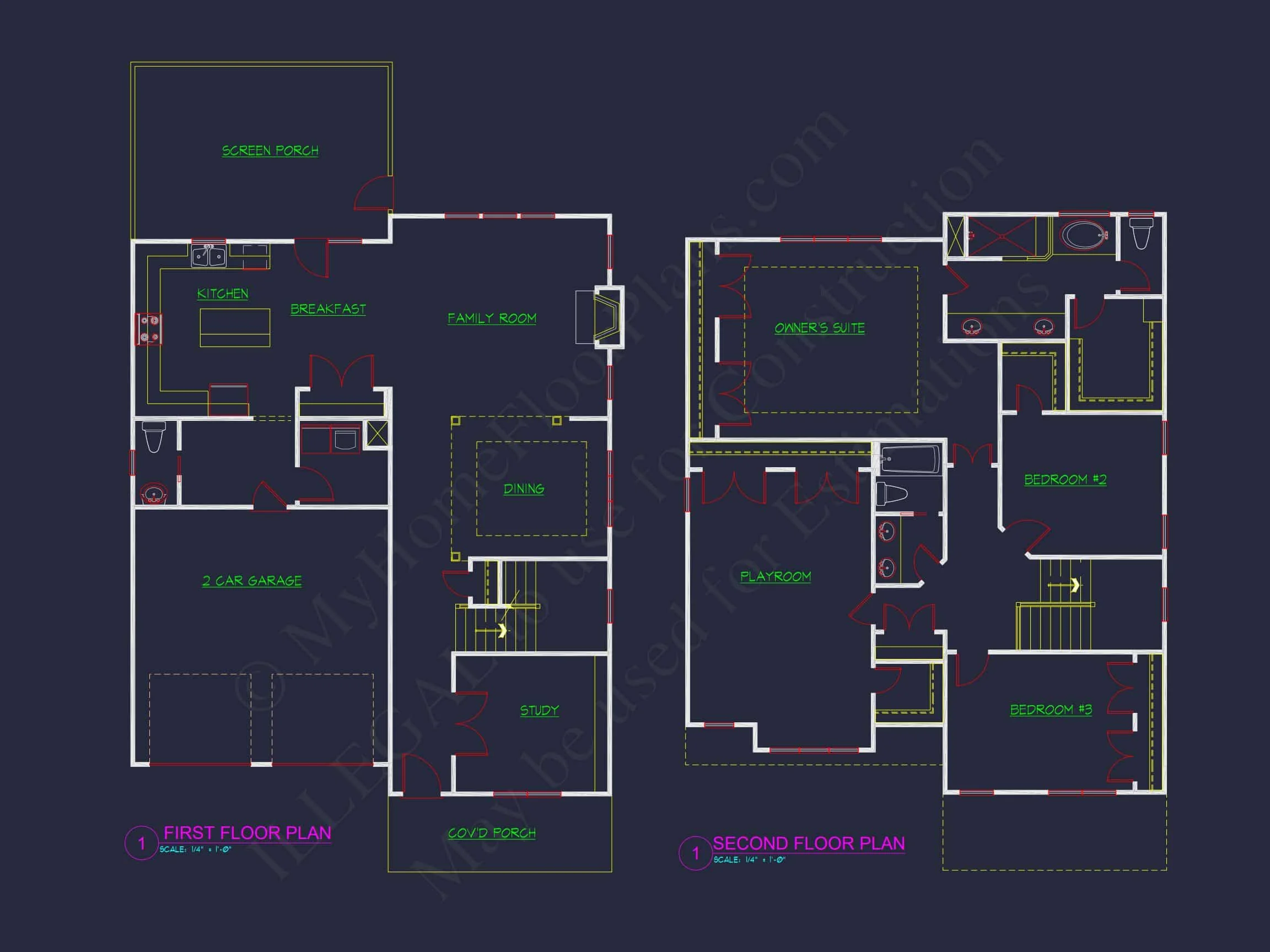Modern Suburban house Plan with CAD Designs and Floor Plans