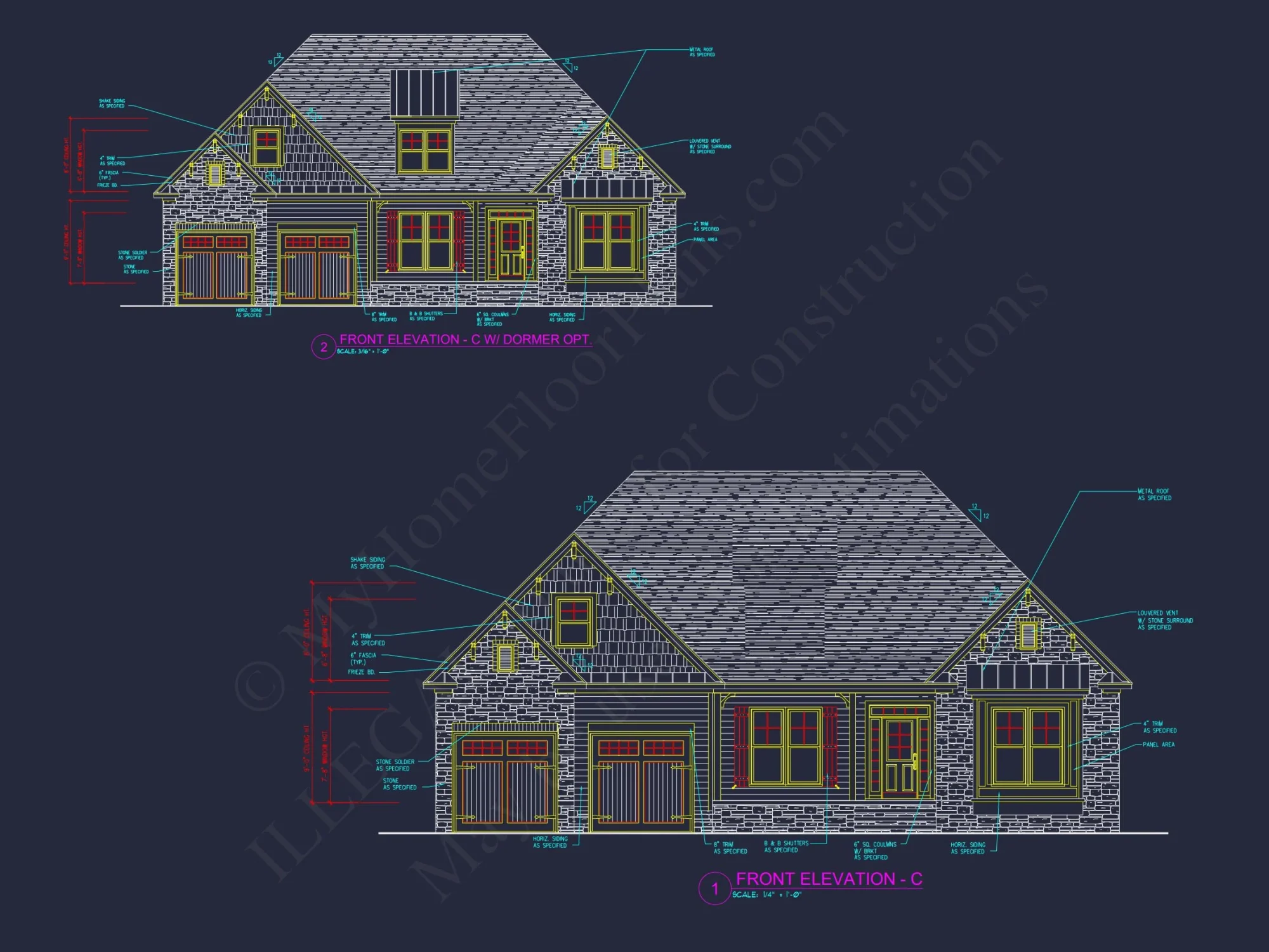Modern Craftsman house Floor Plan with CAD and Designs