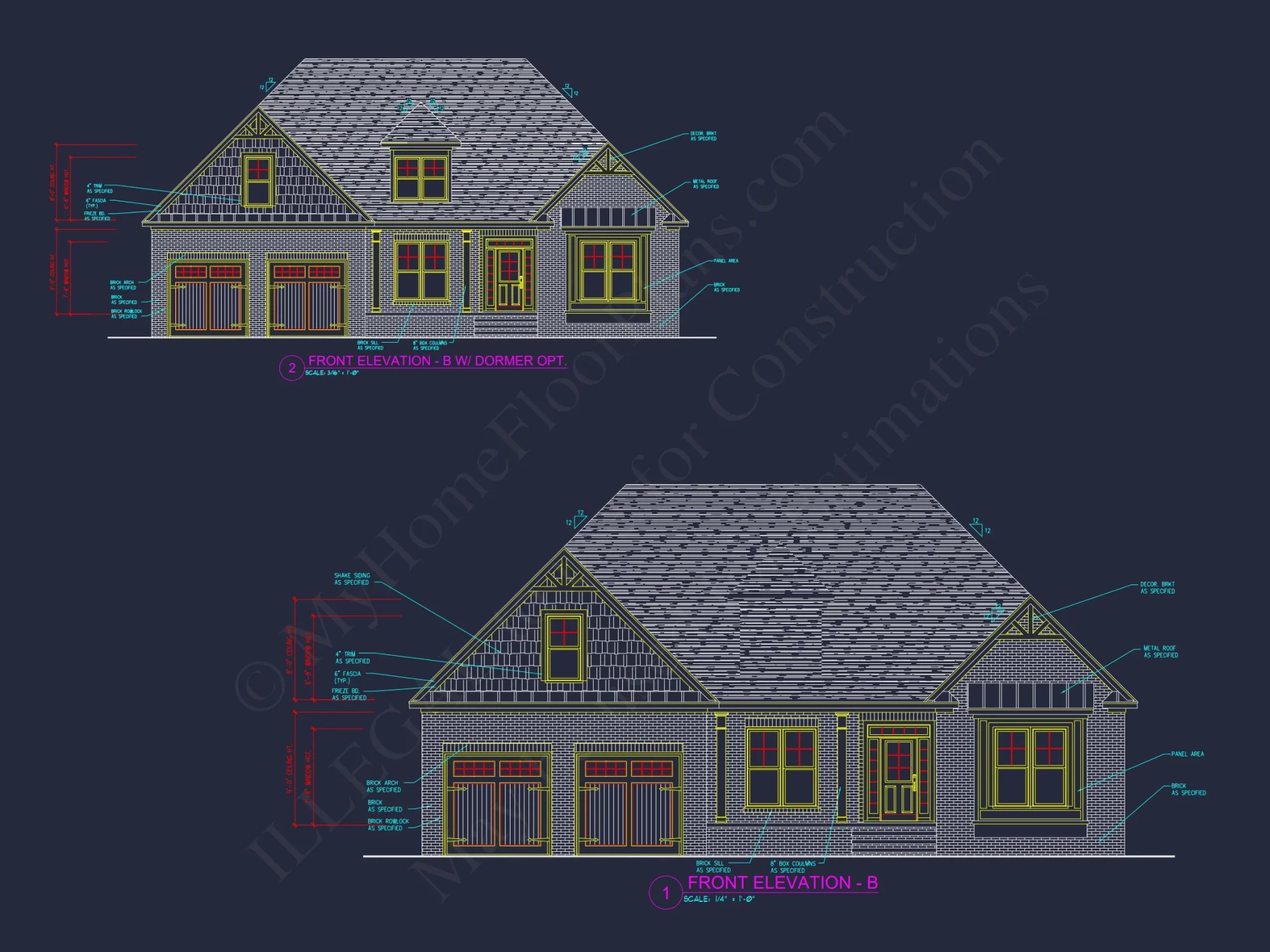 Modern Craftsman house Floor Plan with CAD and Designs