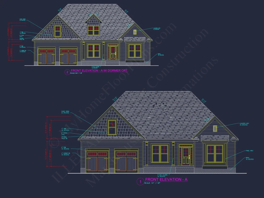 Modern Craftsman house Floor Plan with CAD and Designs