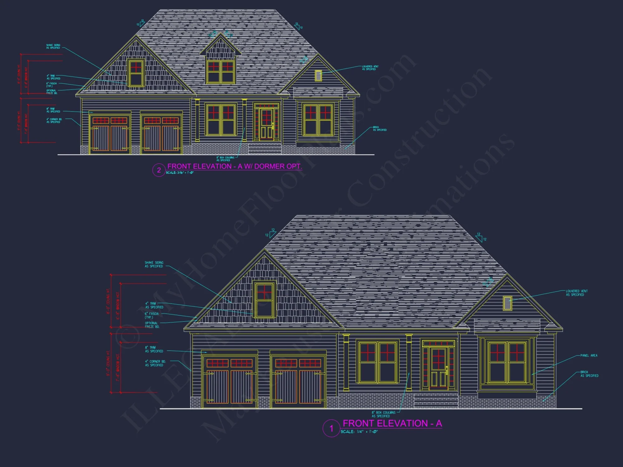 Modern Craftsman house Floor Plan with CAD and Designs