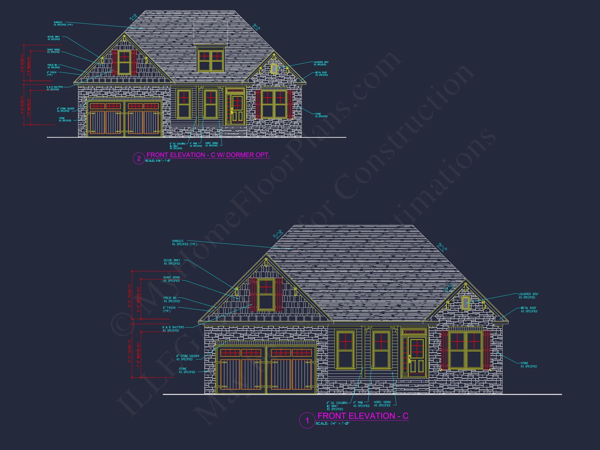 11-1501 HOUSE PLAN -Modern Farmhouse Home Plan - 3-Bed, 2-Bath, 1,850 SF 6 Elegant house Design Blueprint – CAD Floor Plan with Details