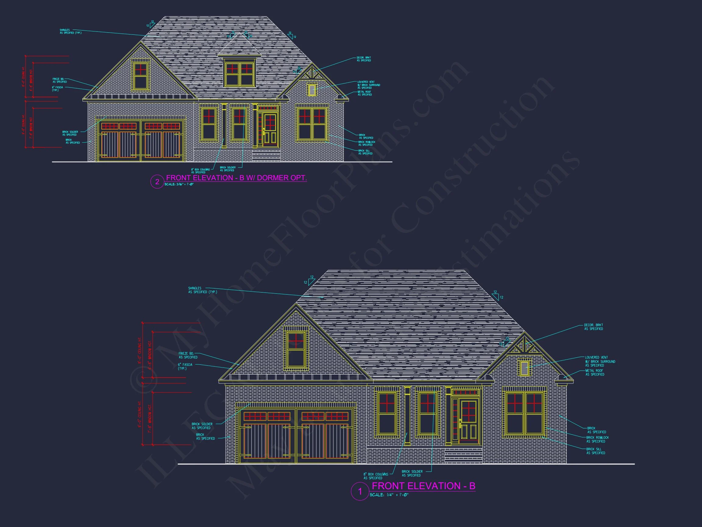 11-1501 HOUSE PLAN -Modern Farmhouse Home Plan - 3-Bed, 2-Bath, 1,850 SF 4 Elegant house Design Blueprint – CAD Floor Plan with Details