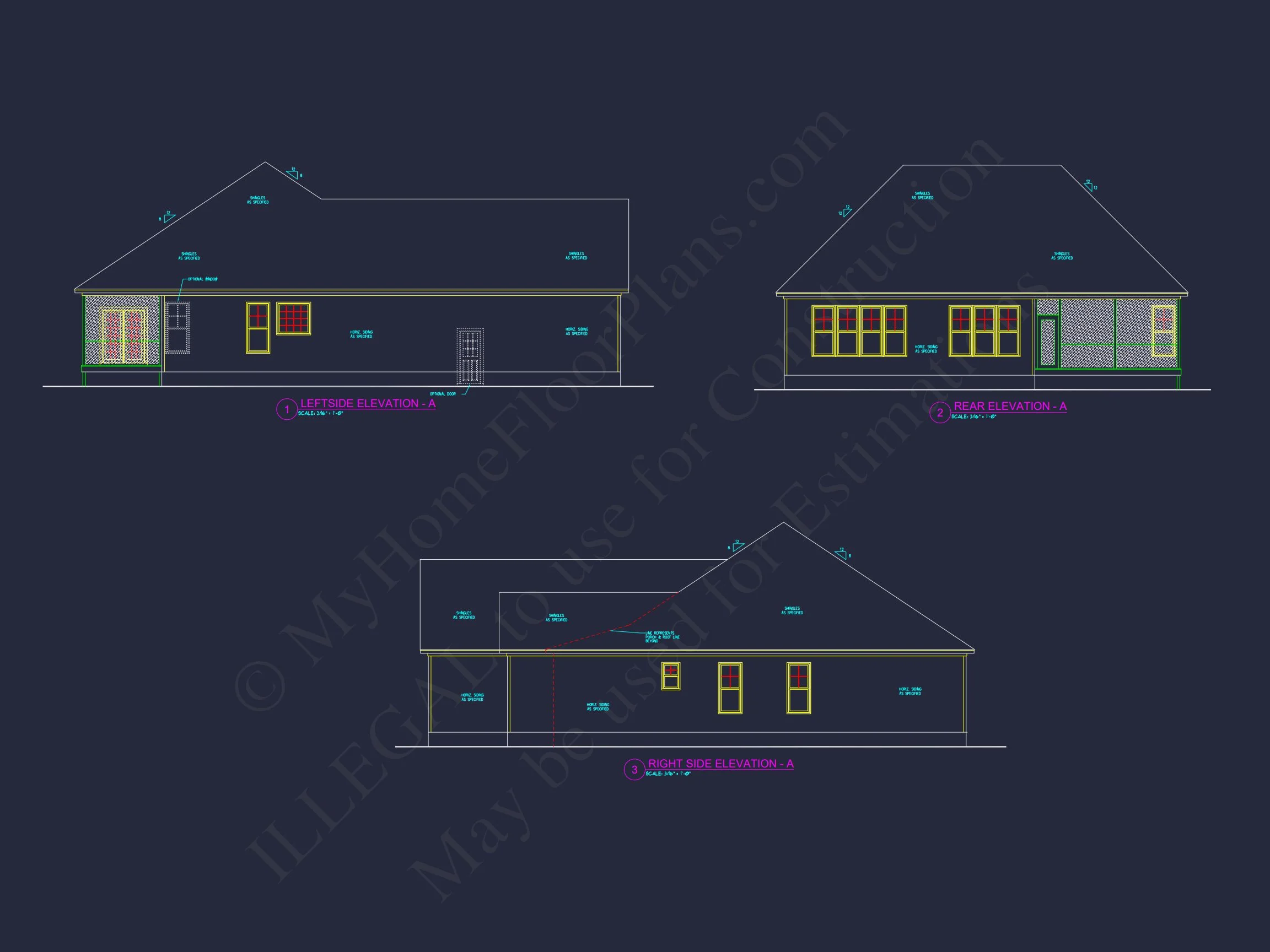 11-1501 HOUSE PLAN -Modern Farmhouse Home Plan - 3-Bed, 2-Bath, 1,850 SF 3 Elegant house Design Blueprint – CAD Floor Plan with Details