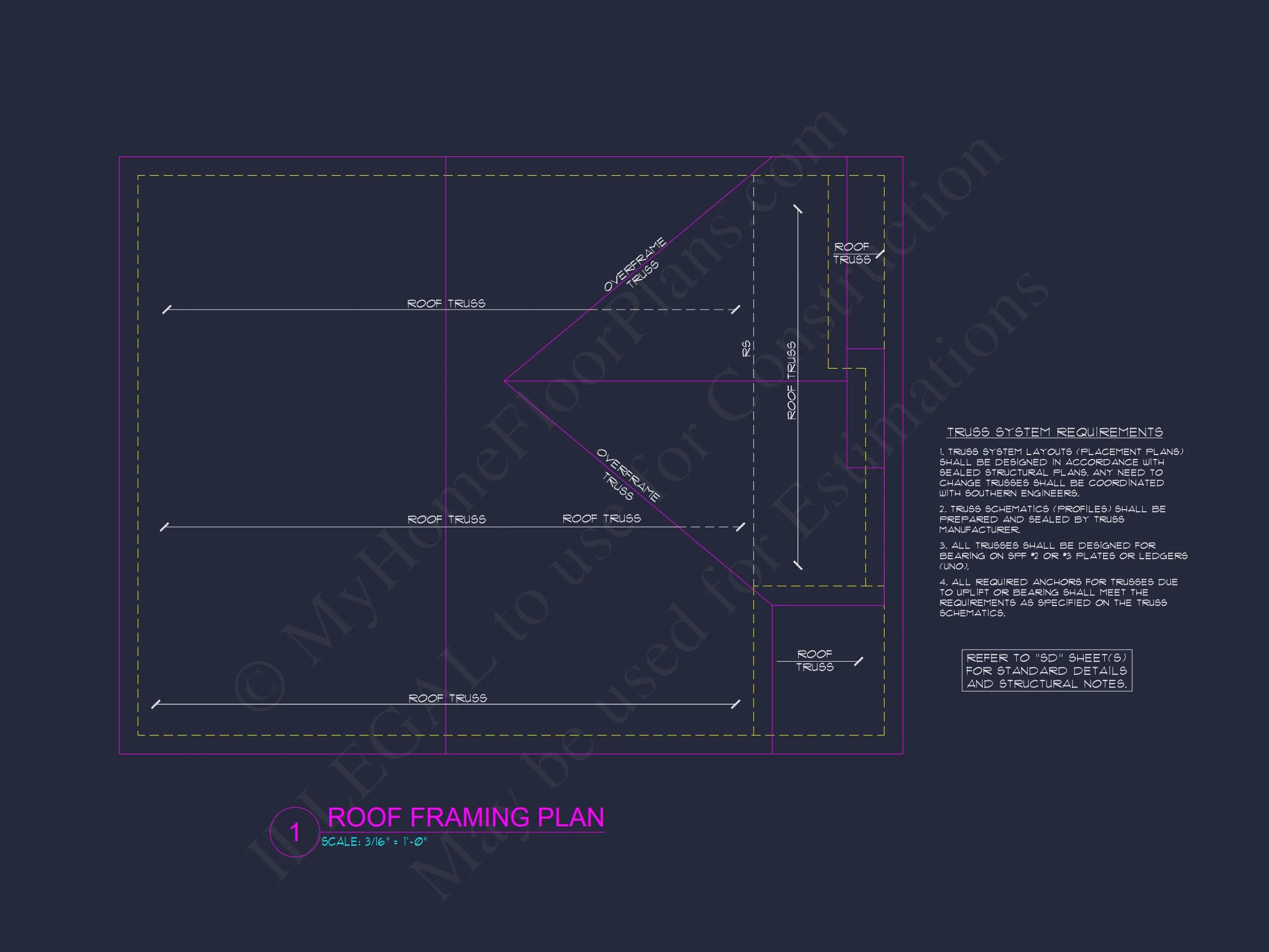 house Plan Blueprint with 2 Floors, 3 Beds, and Garage