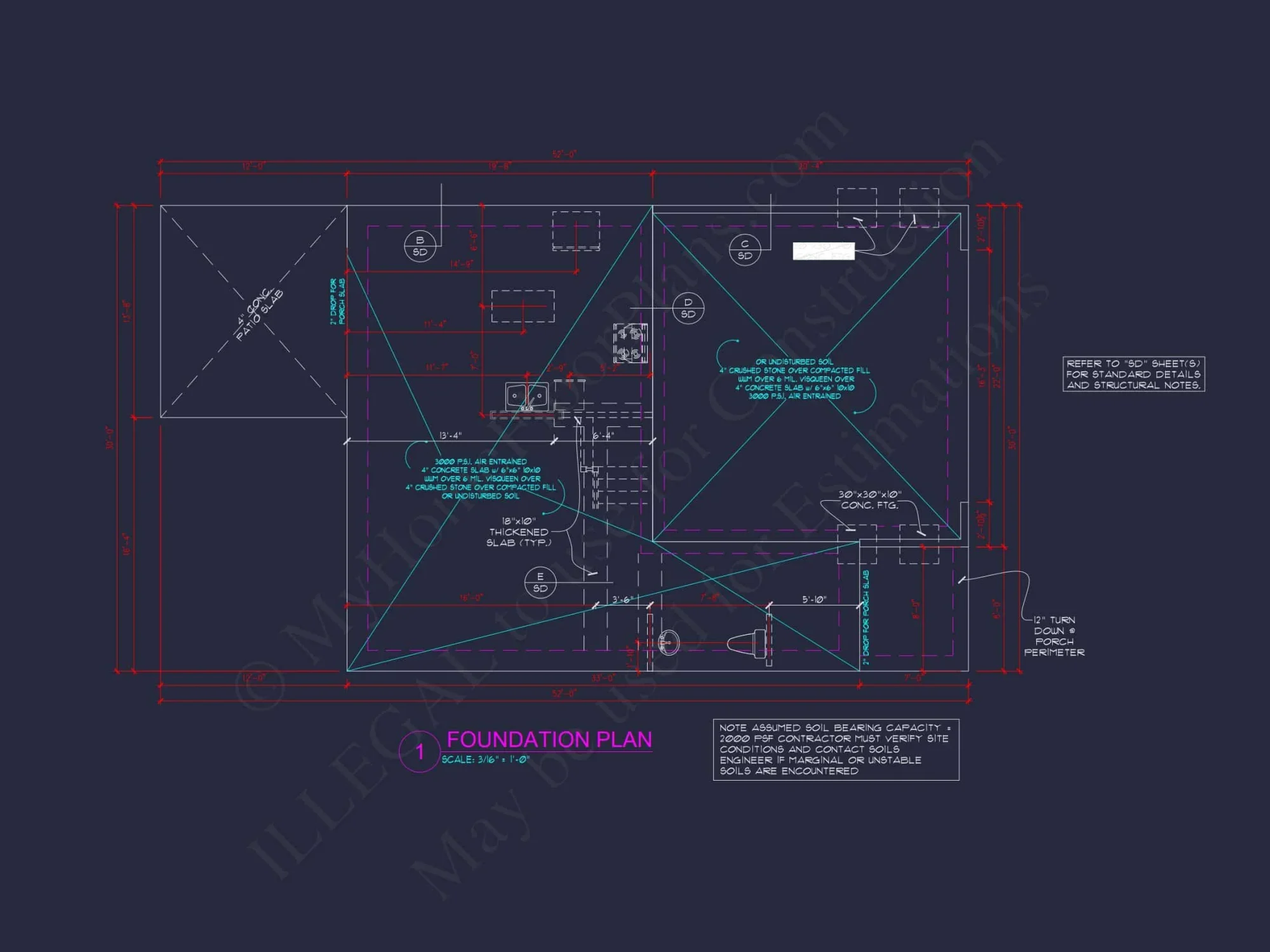 house Plan Blueprint with 2 Floors, 3 Beds, and Garage