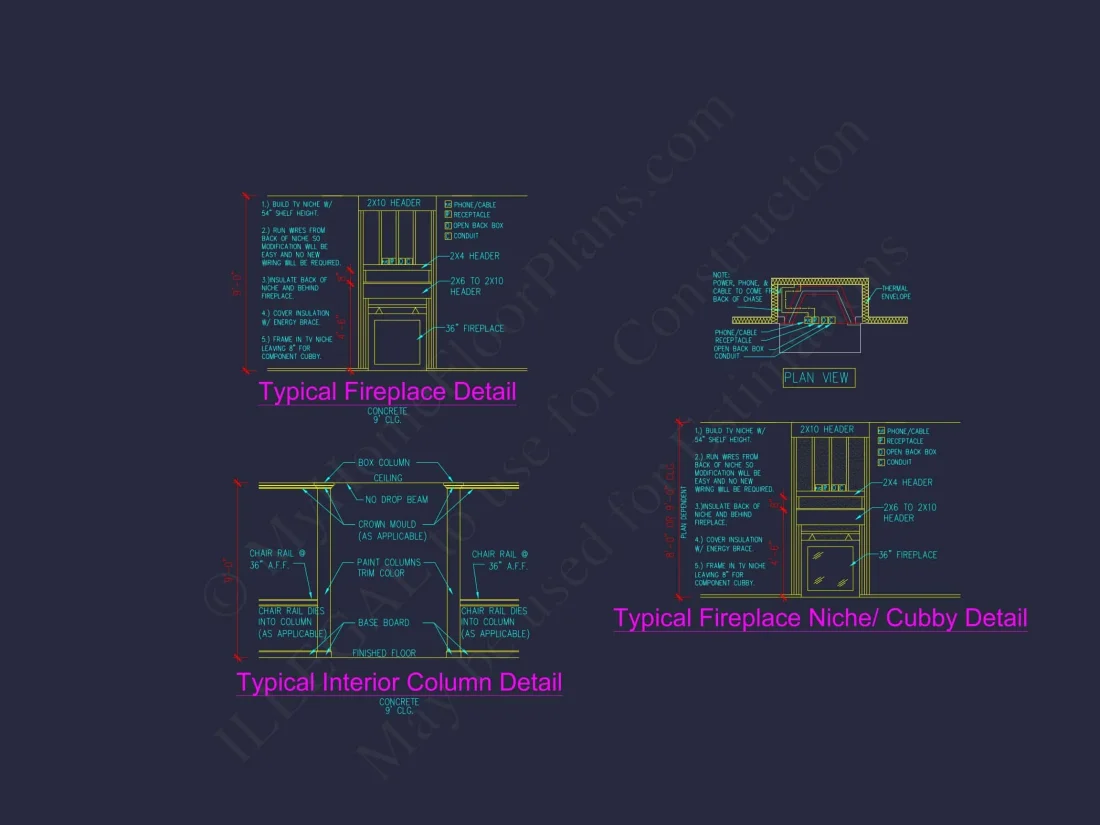 house Plan Blueprint with 2 Floors, 3 Beds, and Garage