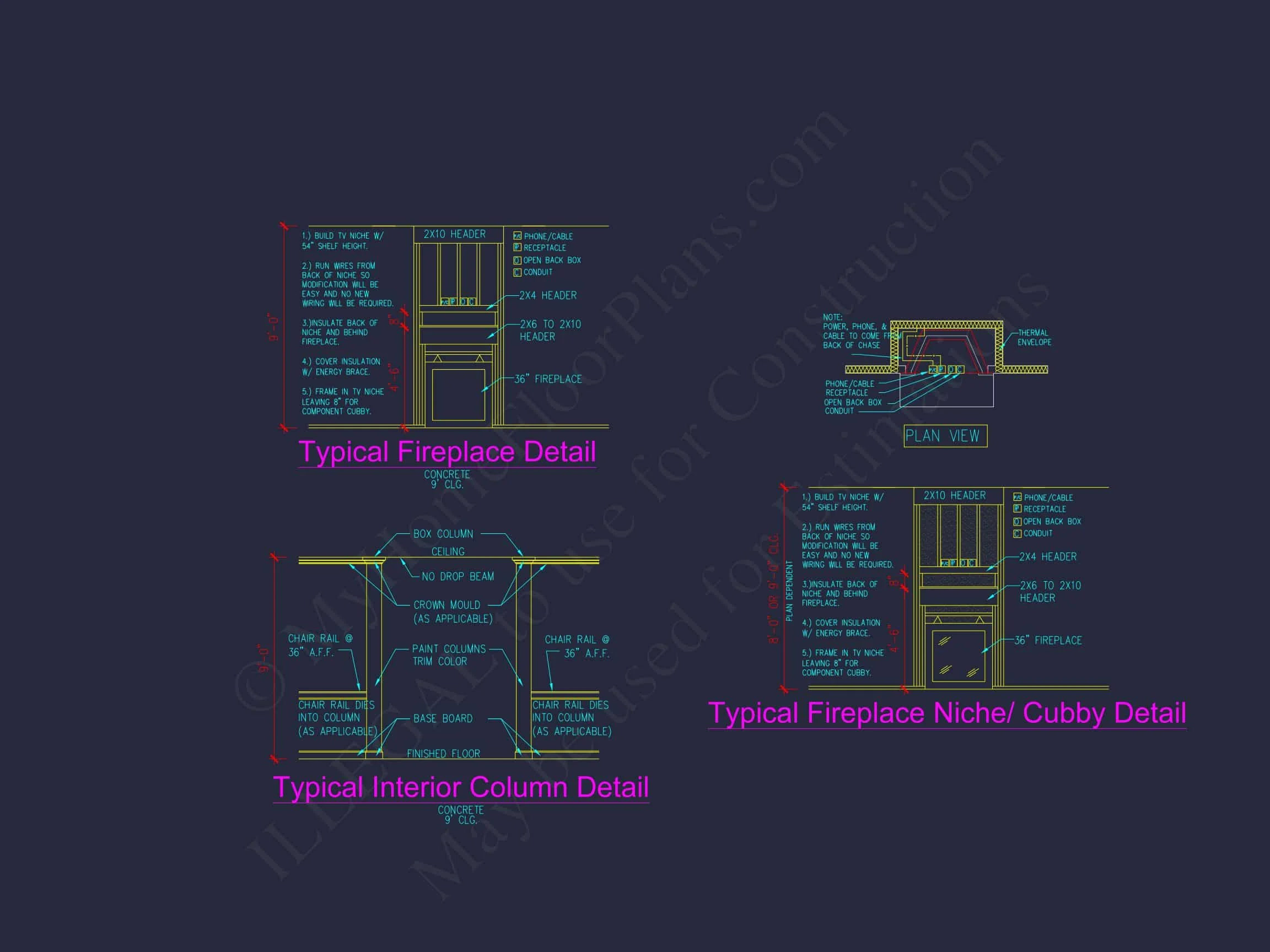 house Plan Blueprint with 2 Floors, 3 Beds, and Garage