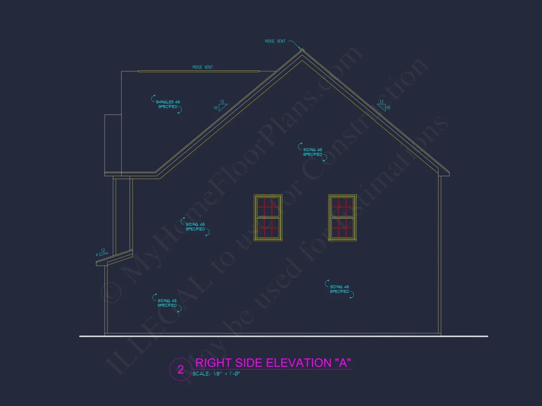 house Plan Blueprint with 2 Floors, 3 Beds, and Garage