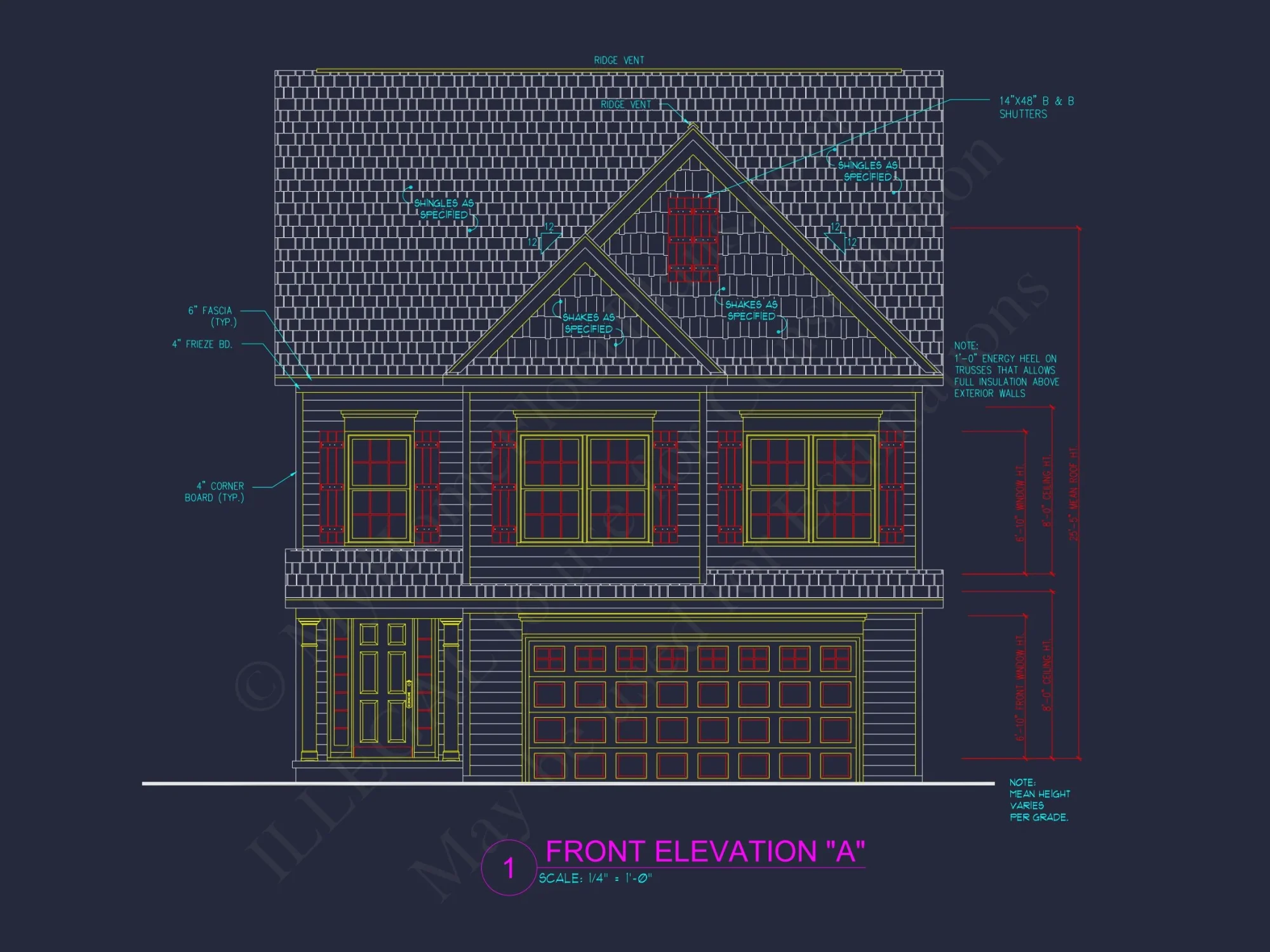 house Plan Blueprint with 2 Floors, 3 Beds, and Garage