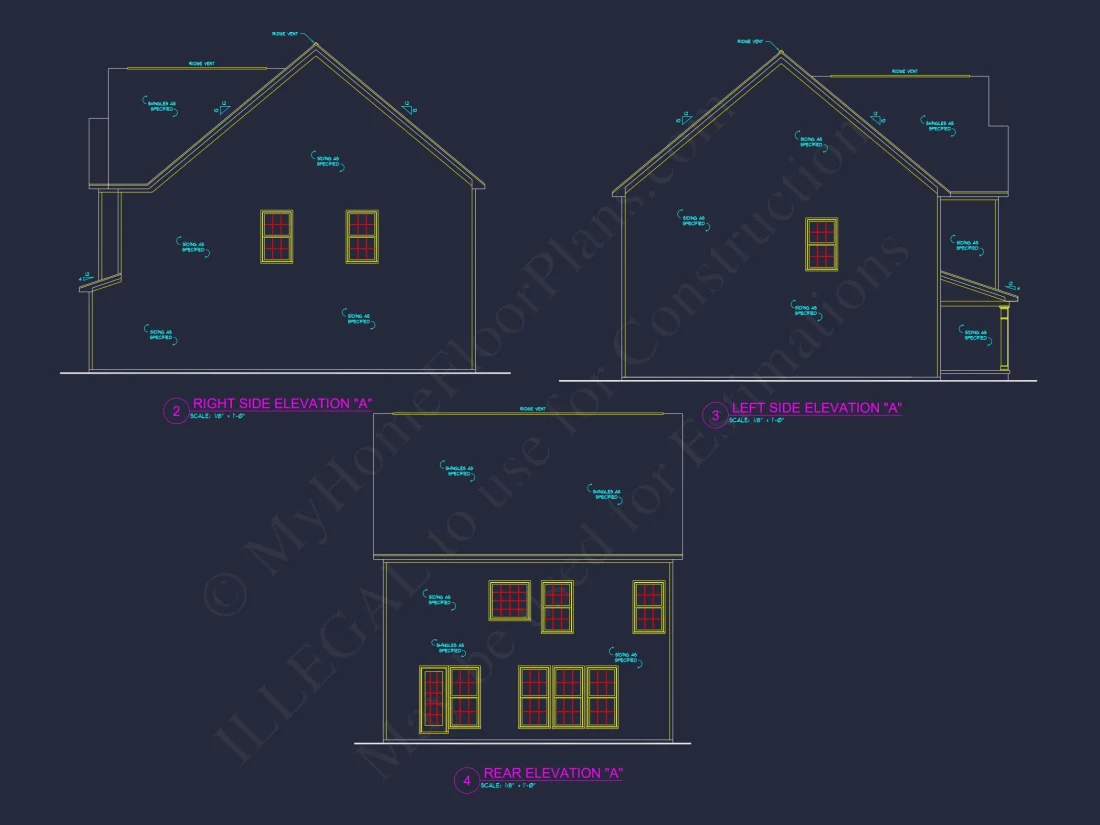 house Plan with 2 Floors, 3 Bedrooms & Bonus Room Designs