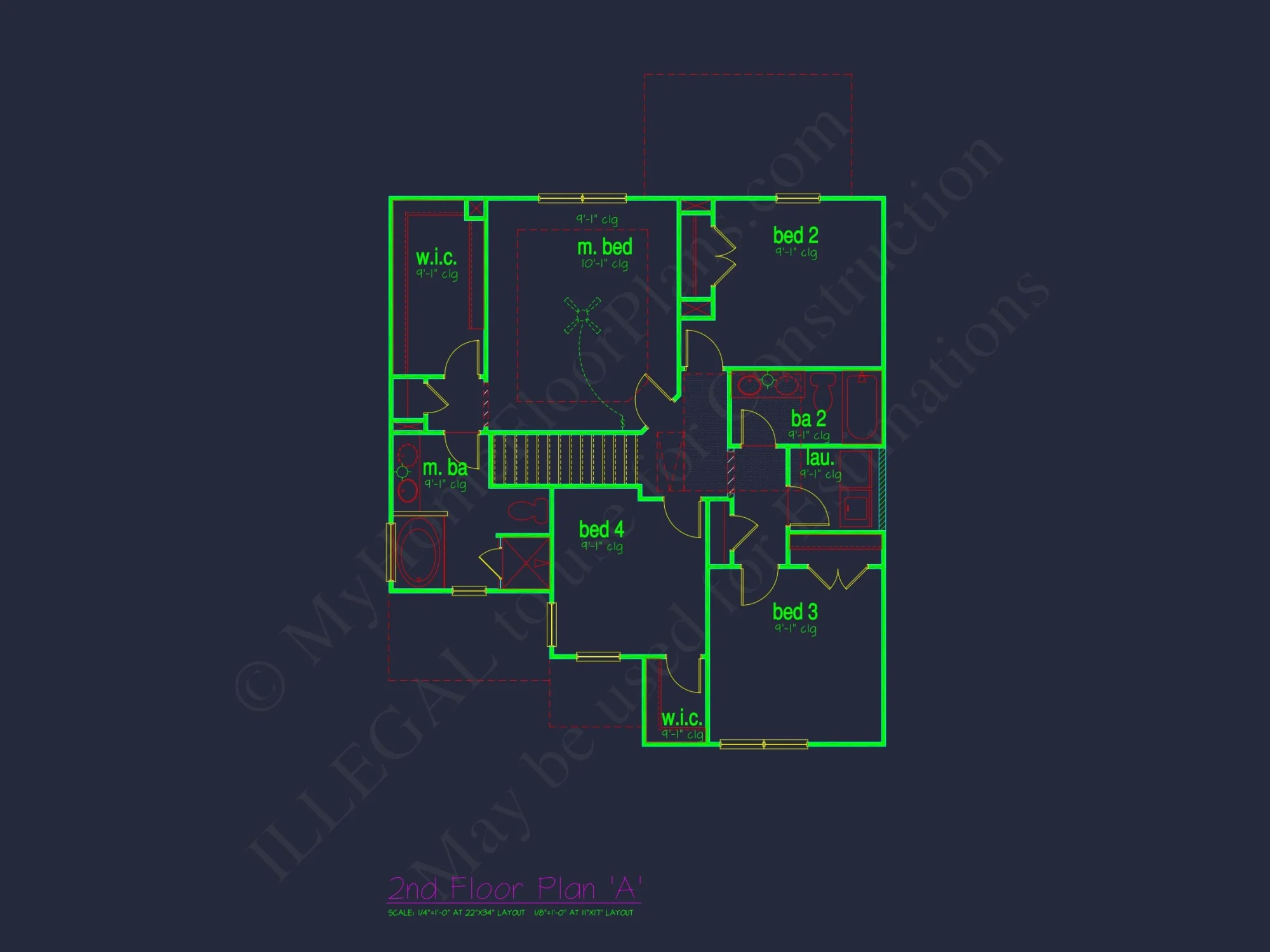 Charming 4-Bed house Plan with Detailed CAD Floor Designs