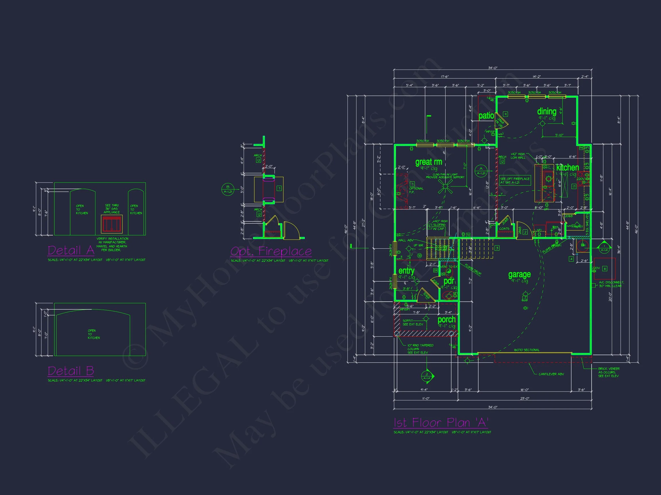 Charming 4-Bed house Plan with Detailed CAD Floor Designs