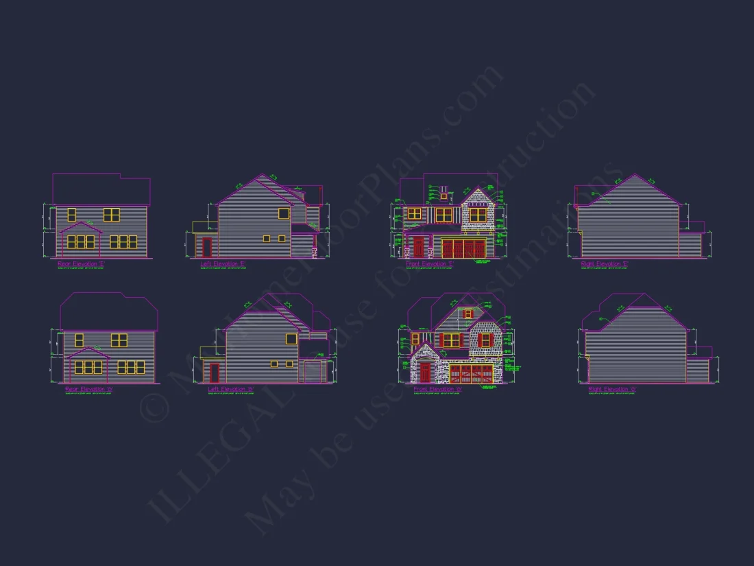 Charming 4-Bed house Plan with Detailed CAD Floor Designs