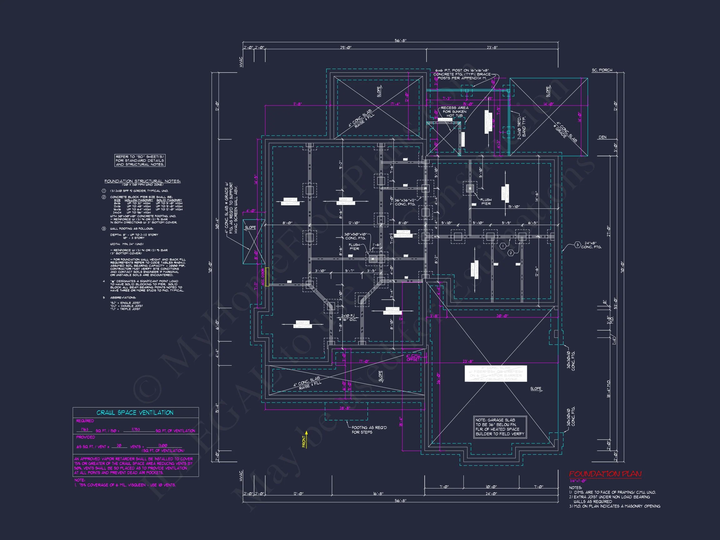11-1270 HOUSE PLAN -Traditional Craftsman Home Plan - 3-Bed, 2.5-Bath, 2,100 SF 14 Blueprint house Floor Plan CAD Design Featuring 3 Bedrooms