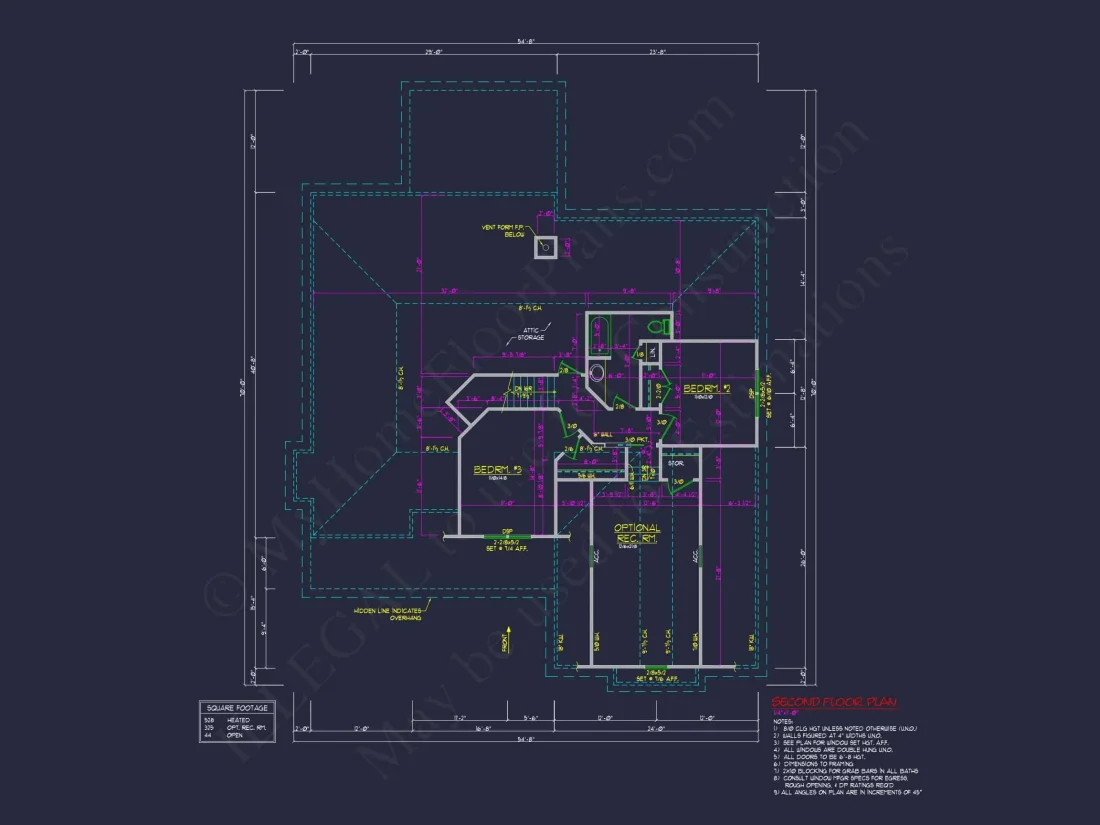 Blueprint house Floor Plan CAD Design Featuring 3 Bedrooms