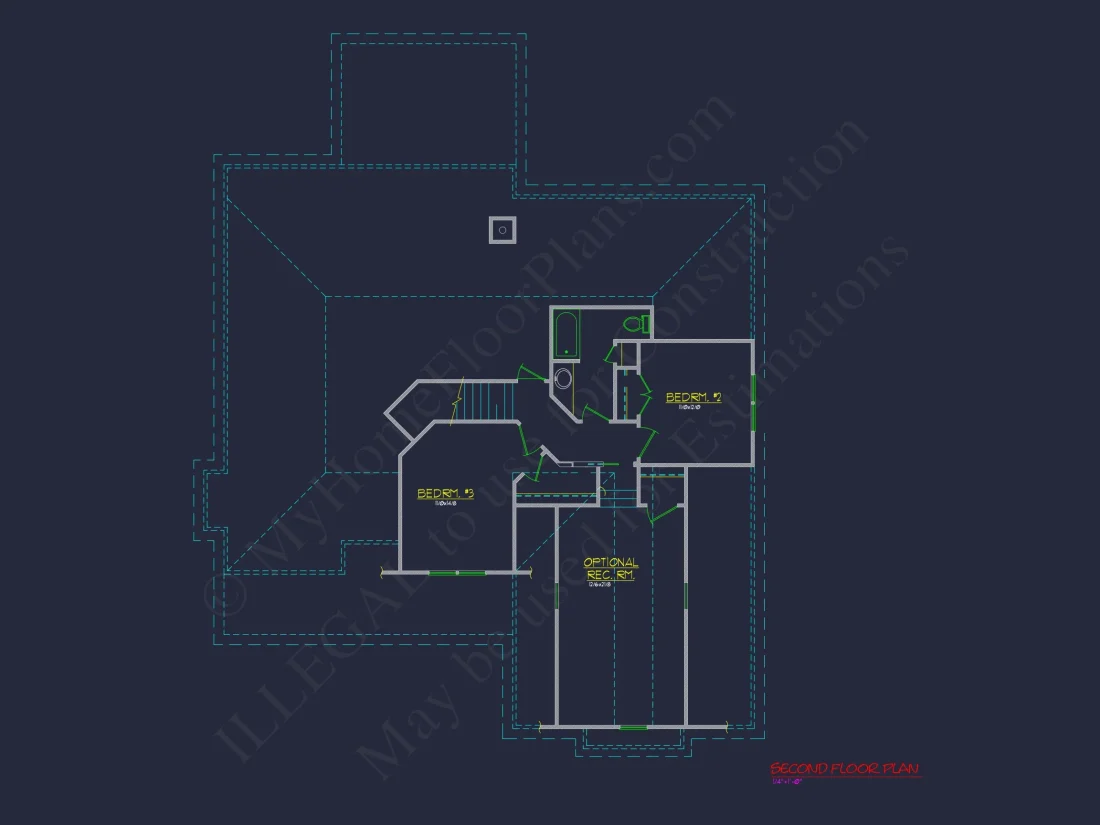 Blueprint house Floor Plan CAD Design Featuring 3 Bedrooms