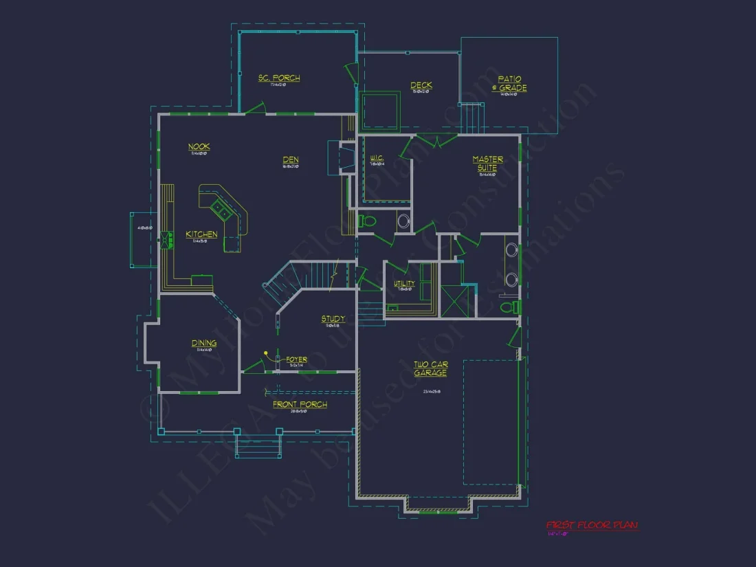Blueprint house Floor Plan CAD Design Featuring 3 Bedrooms