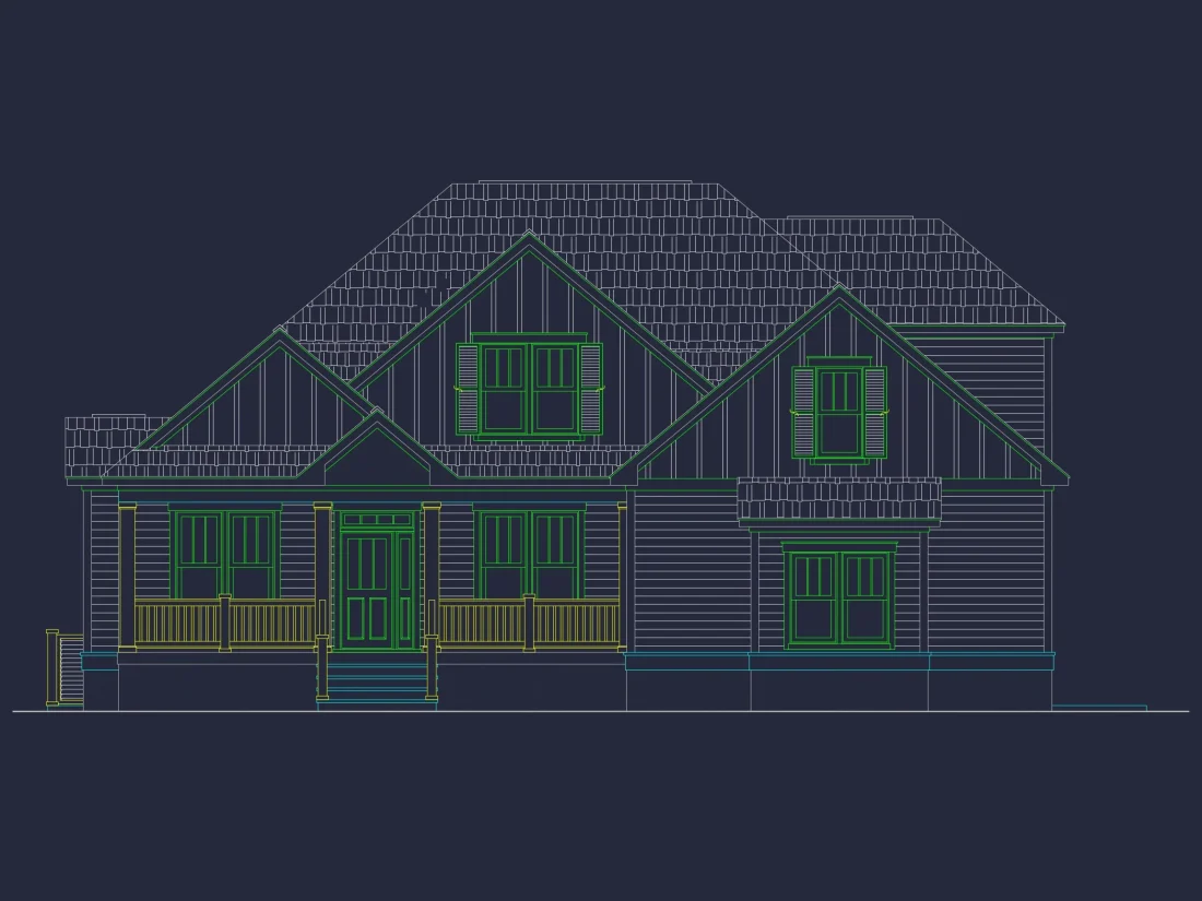 Blueprint house Floor Plan CAD Design Featuring 3 Bedrooms