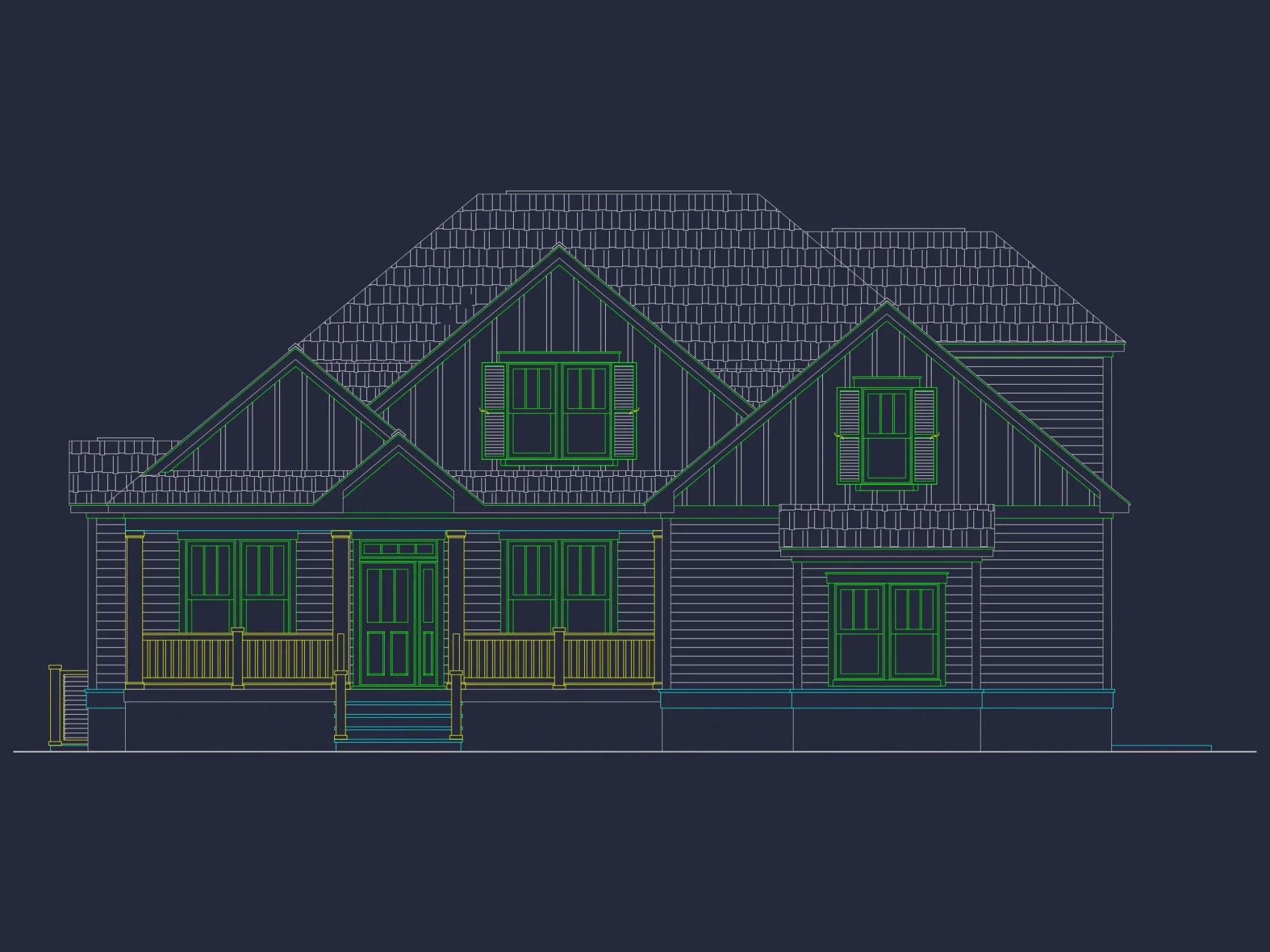 Blueprint house Floor Plan CAD Design Featuring 3 Bedrooms