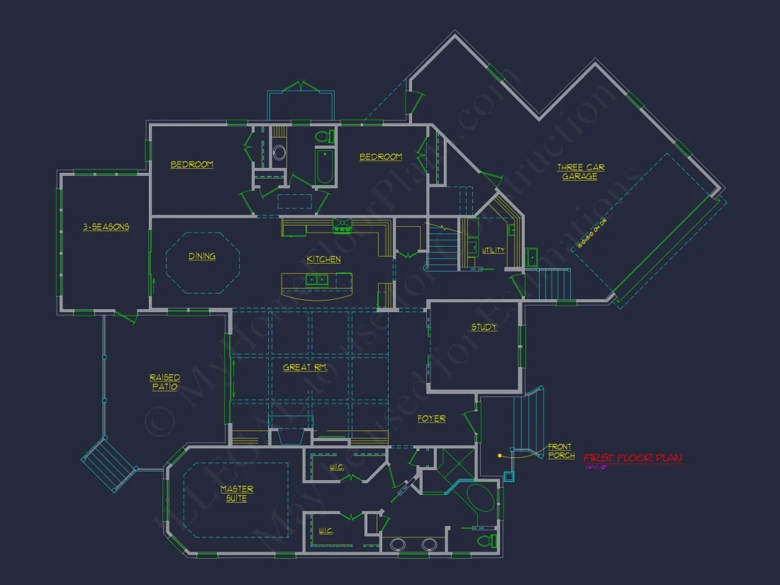Expansive house Plan with CAD Blueprints & Stylish Design