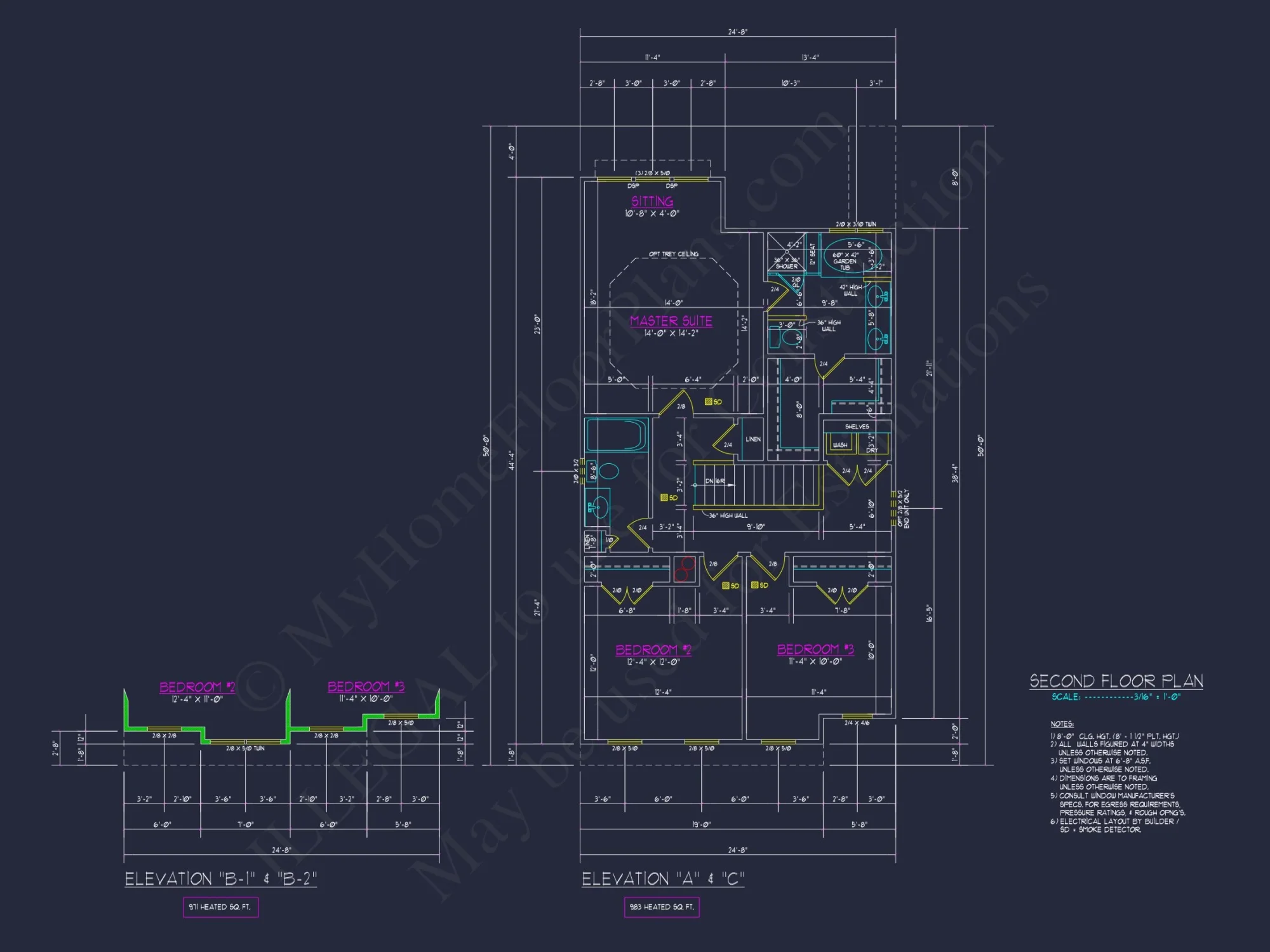 Modern Craftsman house Plan with 2 Floors and Open Floor Plan