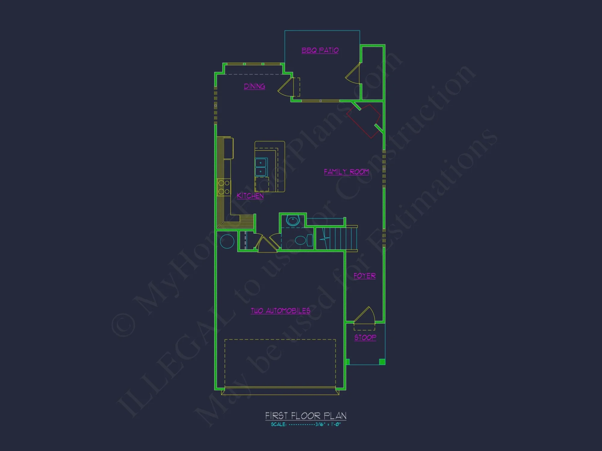 Modern Craftsman house Plan with 2 Floors and Open Floor Plan