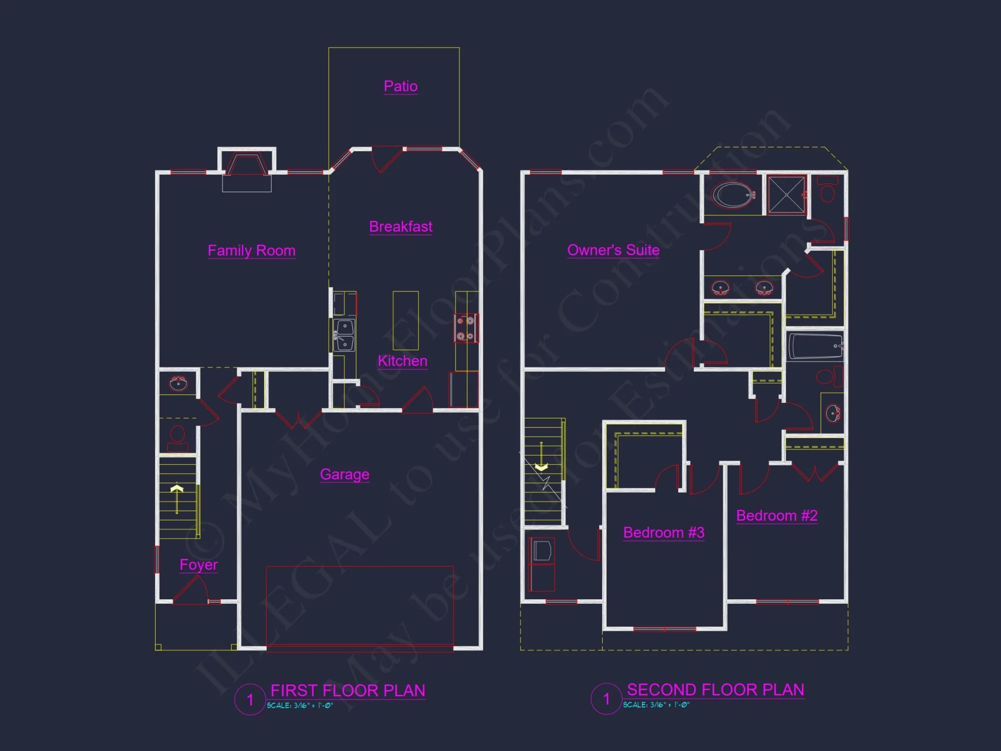 Elegant house Design with CAD Floor Plans & Classic Blueprint