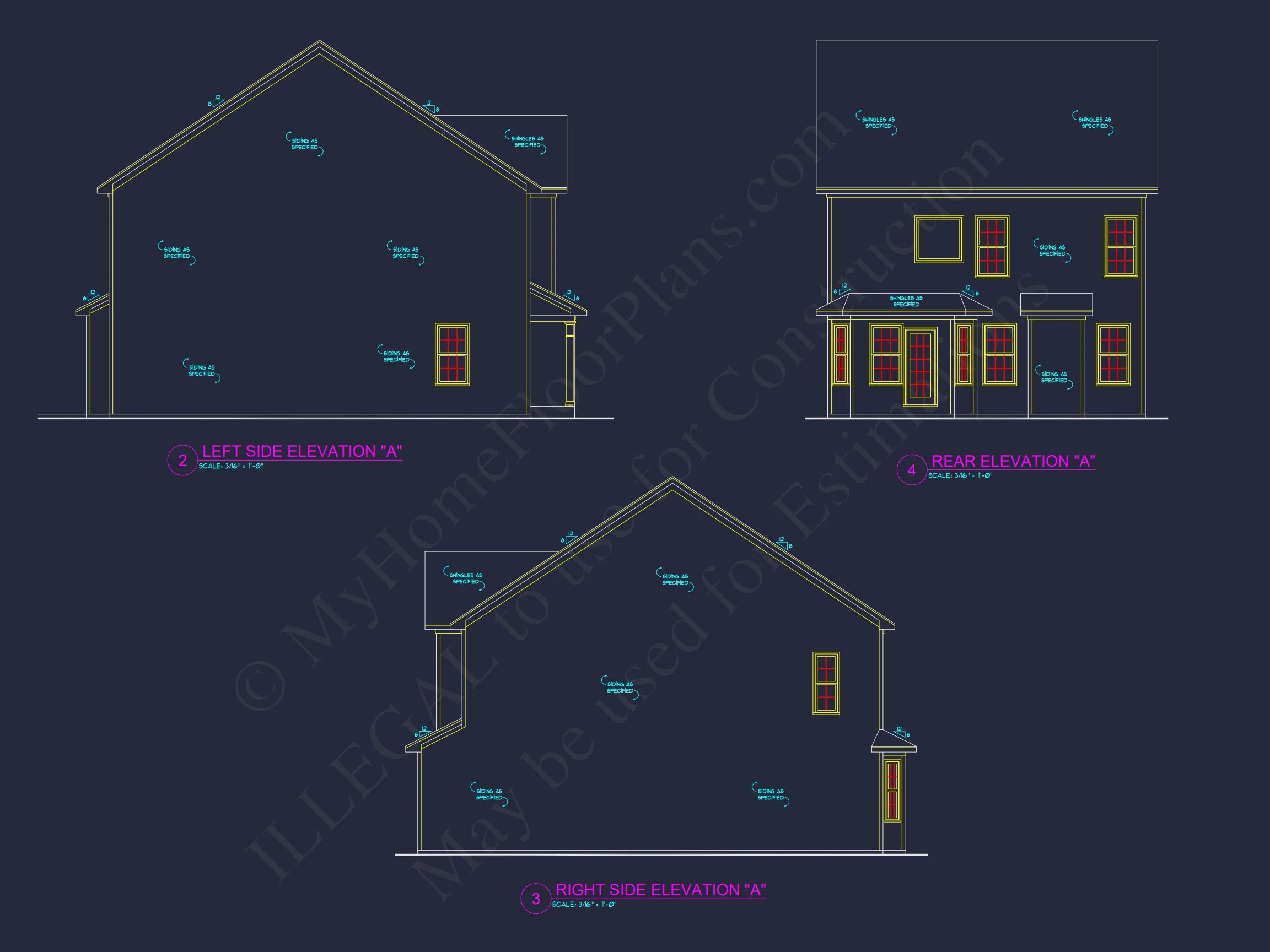 Elegant house Design with CAD Floor Plans & Classic Blueprint