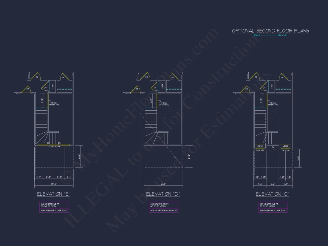 Stylish house Plan: 3-Bedroom CAD Floor Designs & Blueprint