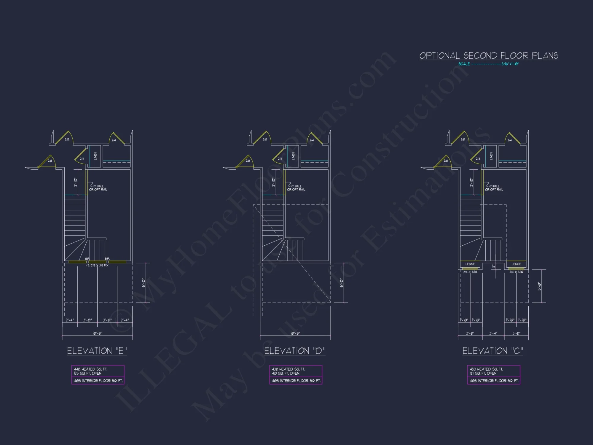 Stylish house Plan: 3-Bedroom CAD Floor Designs & Blueprint
