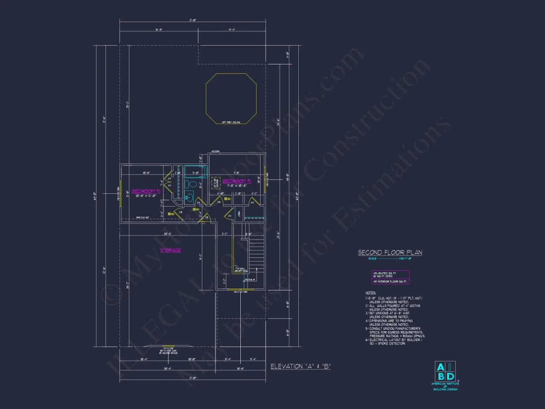 Stylish house Plan: 3-Bedroom CAD Floor Designs & Blueprint