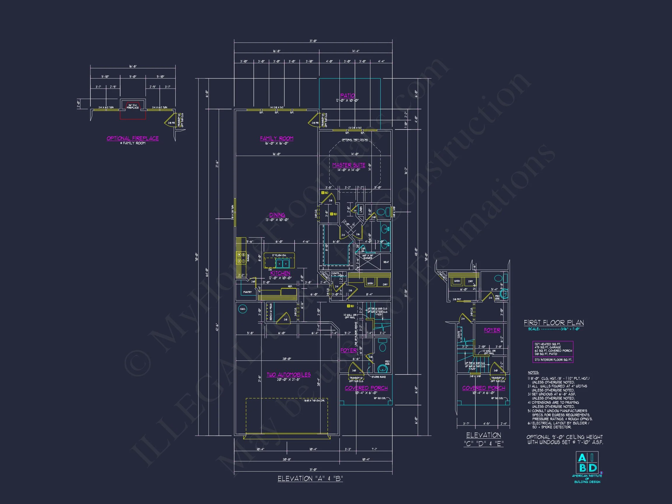 11-1061 HOUSE PLAN - Traditional Home Plan - 3-Bed, 2.5-Bath, 1,950 SF 11 Stylish house Plan: 3-Bedroom CAD Floor Designs & Blueprint