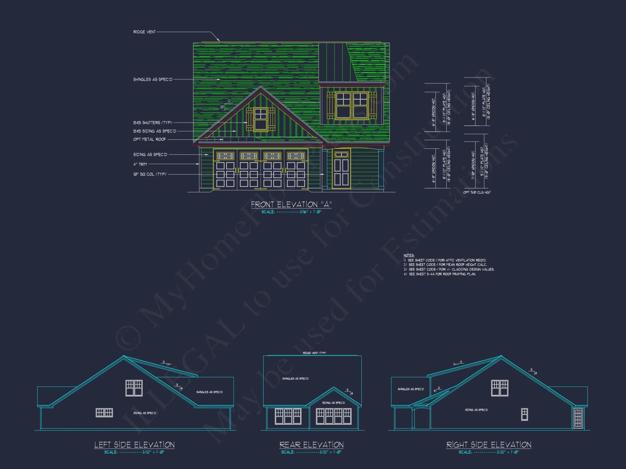 Stylish house Plan: 3-Bedroom CAD Floor Designs & Blueprint