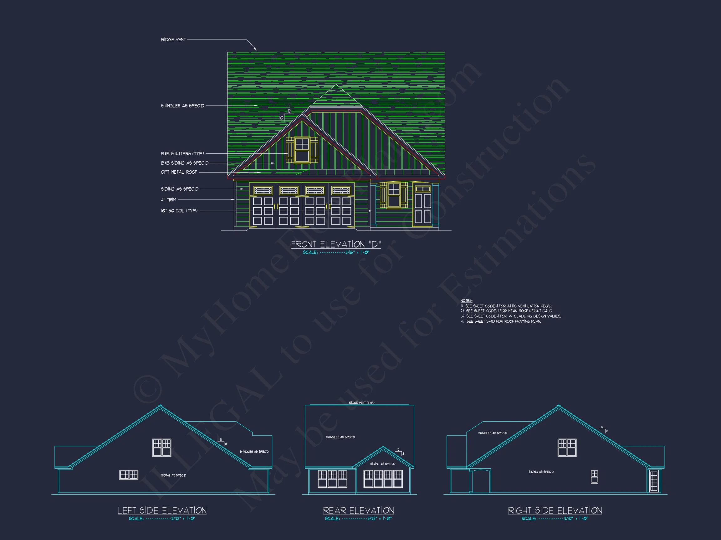 11-1061 HOUSE PLAN - Traditional Home Plan - 3-Bed, 2.5-Bath, 1,950 SF 4 Stylish house Plan: 3-Bedroom CAD Floor Designs & Blueprint