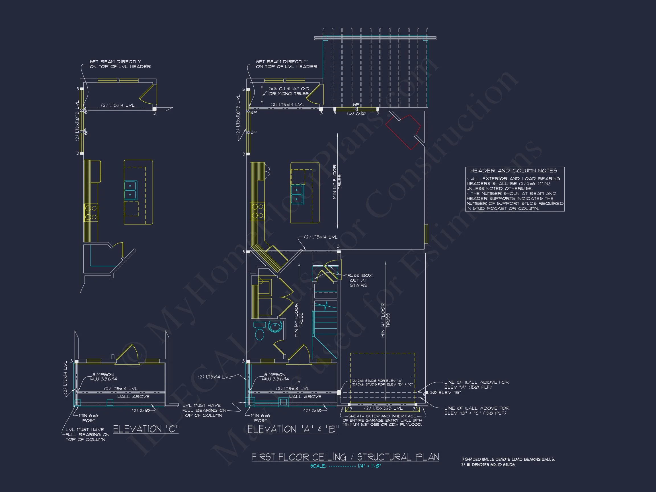 Elegant Craftsman house Blueprint with 2-Story Floor Plan