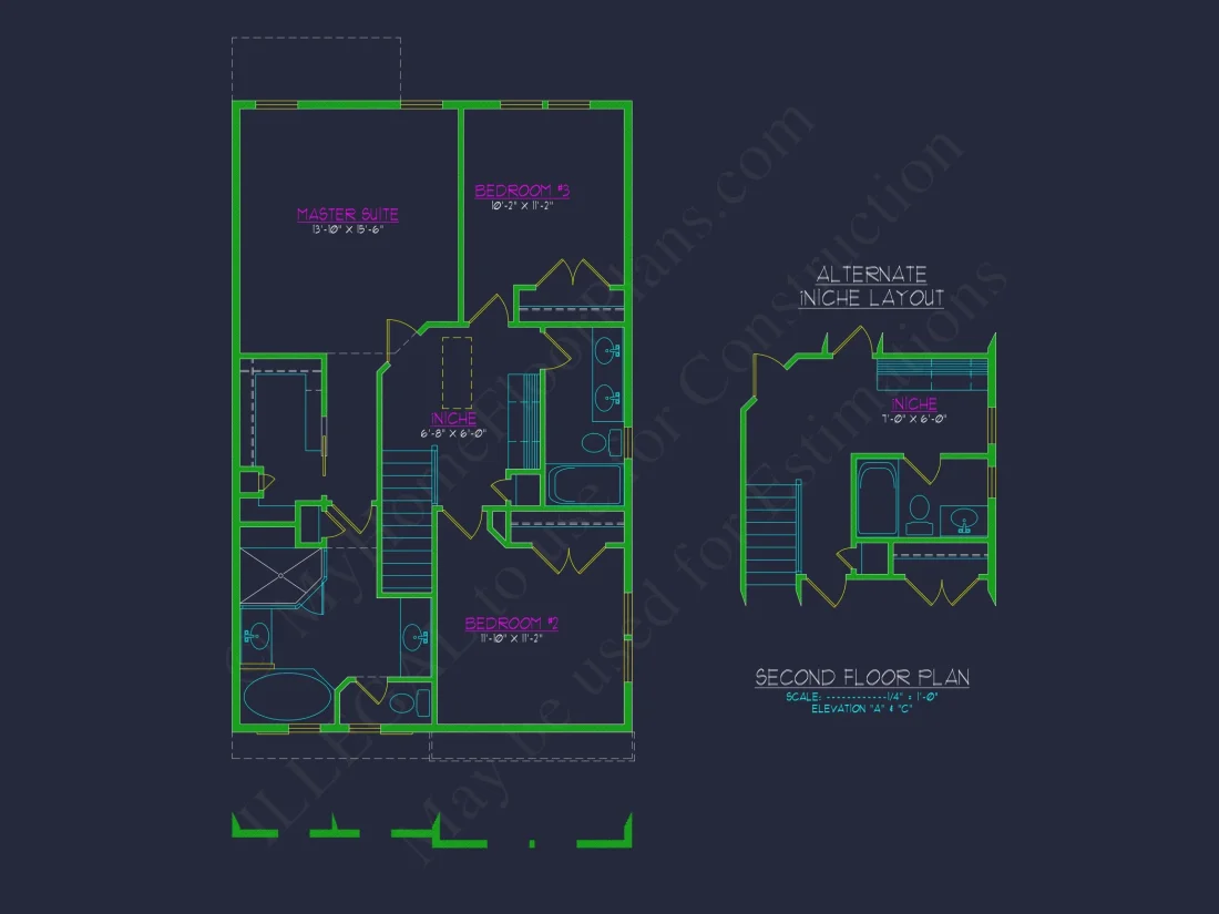Elegant Craftsman house Blueprint with 2-Story Floor Plan