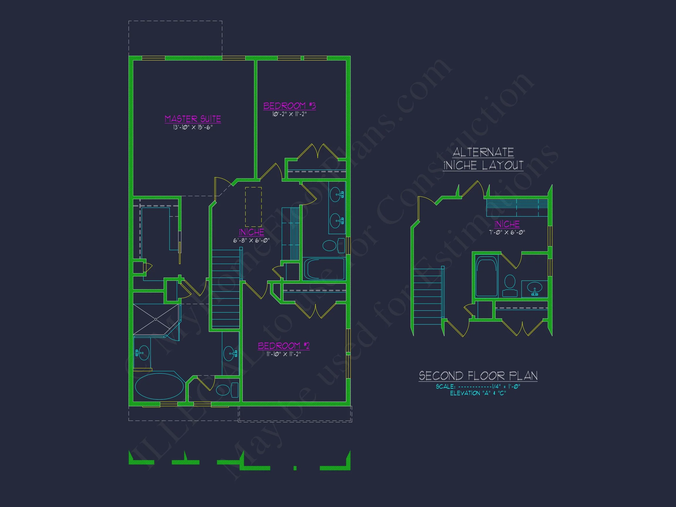 Elegant Craftsman house Blueprint with 2-Story Floor Plan