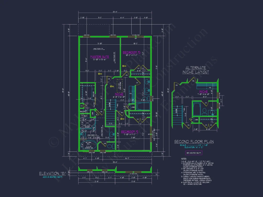 Elegant Craftsman house Blueprint with 2-Story Floor Plan