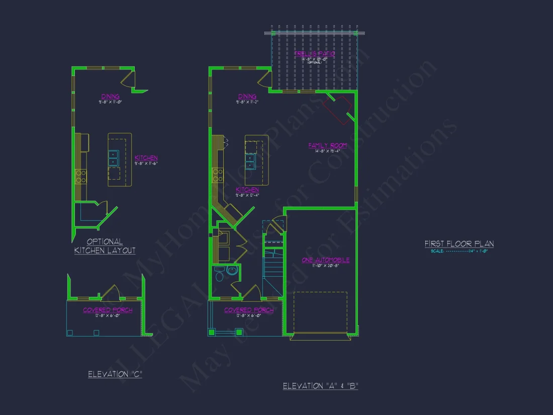 Elegant Craftsman house Blueprint with 2-Story Floor Plan
