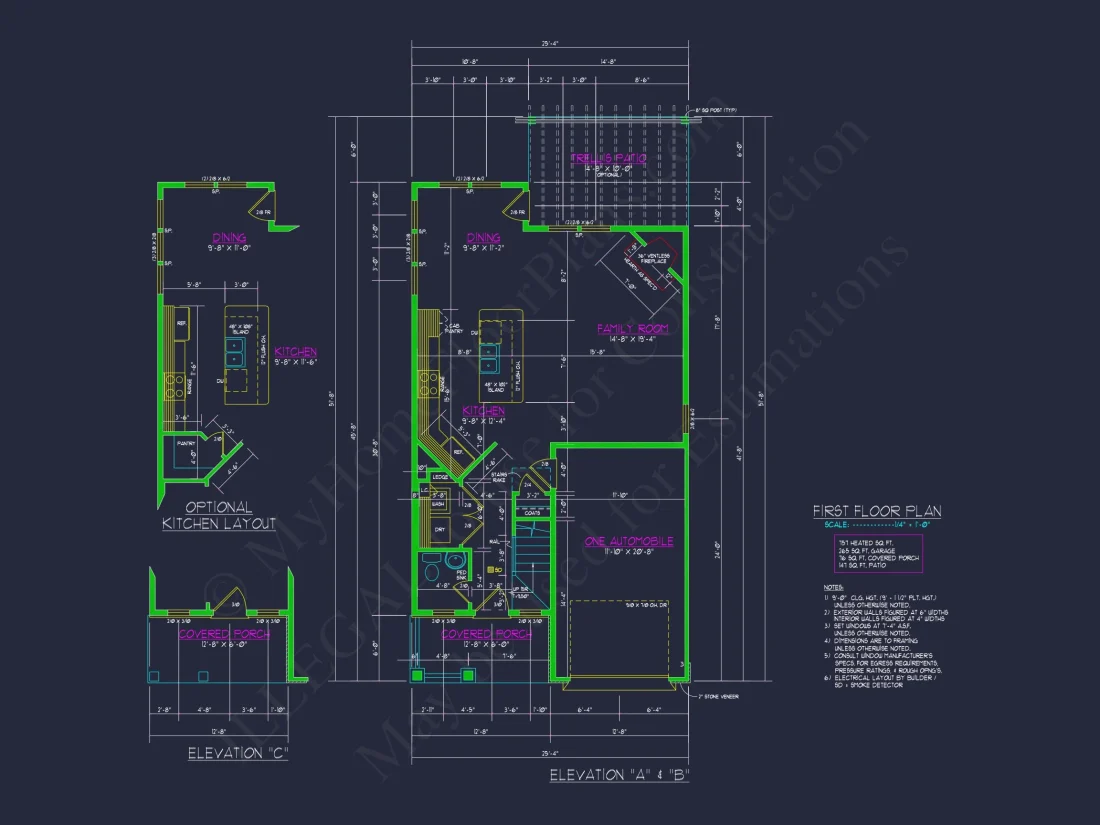 Elegant Craftsman house Blueprint with 2-Story Floor Plan