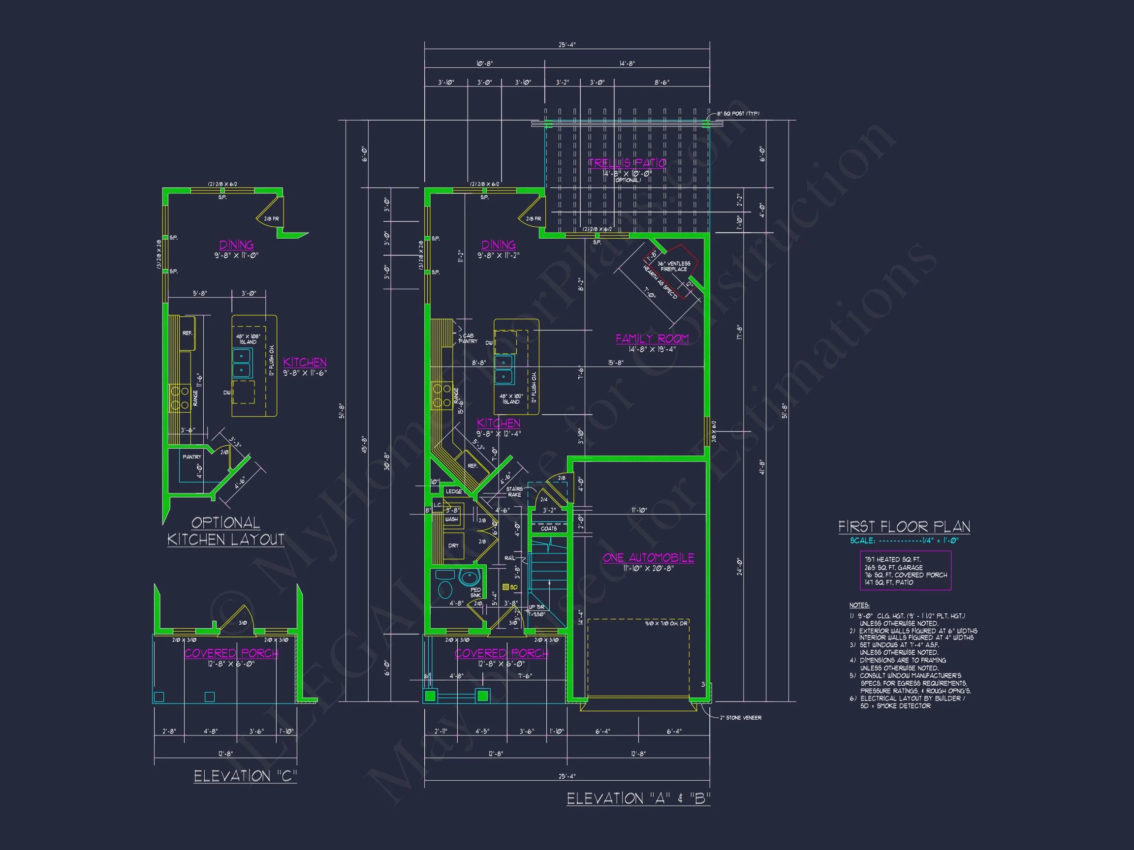 Elegant Craftsman house Blueprint with 2-Story Floor Plan
