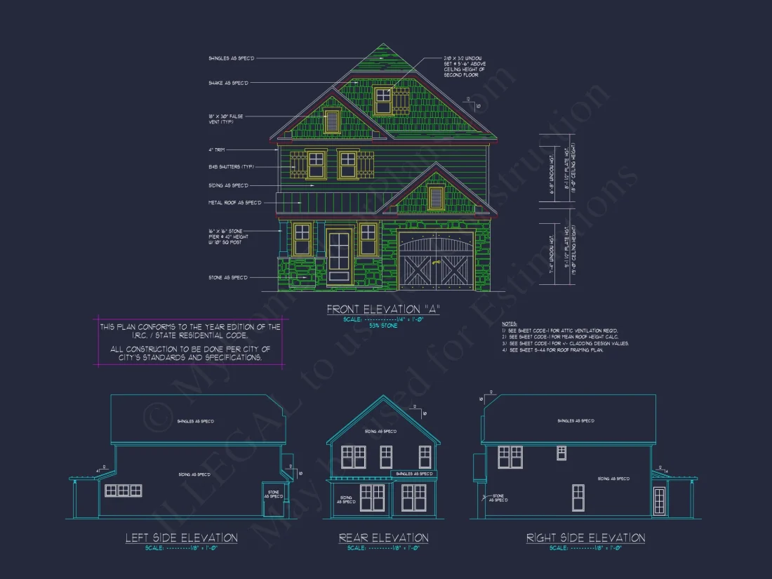 Elegant Craftsman house Blueprint with 2-Story Floor Plan