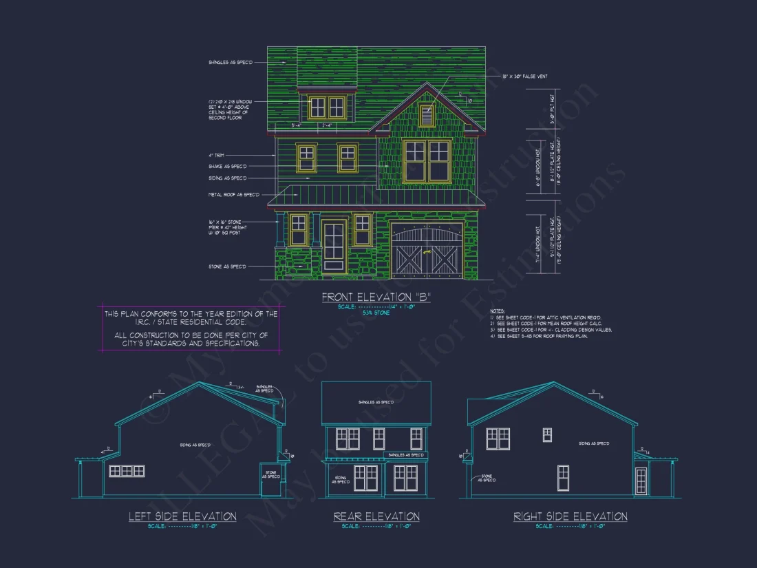 Elegant Craftsman house Blueprint with 2-Story Floor Plan