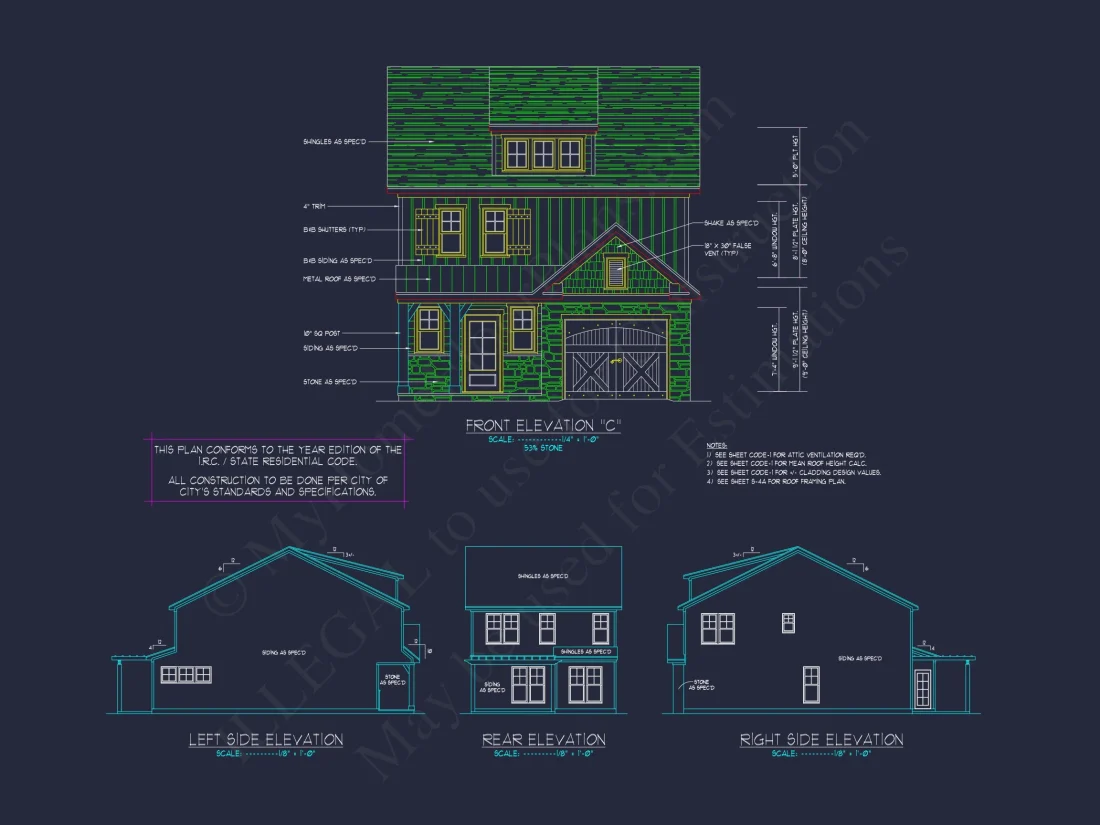 Elegant Craftsman house Blueprint with 2-Story Floor Plan