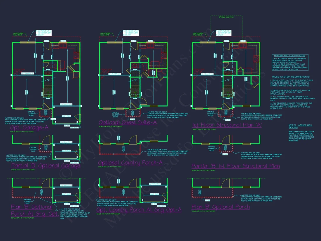 Colonial Revival house Plan with CAD Blueprint and Design