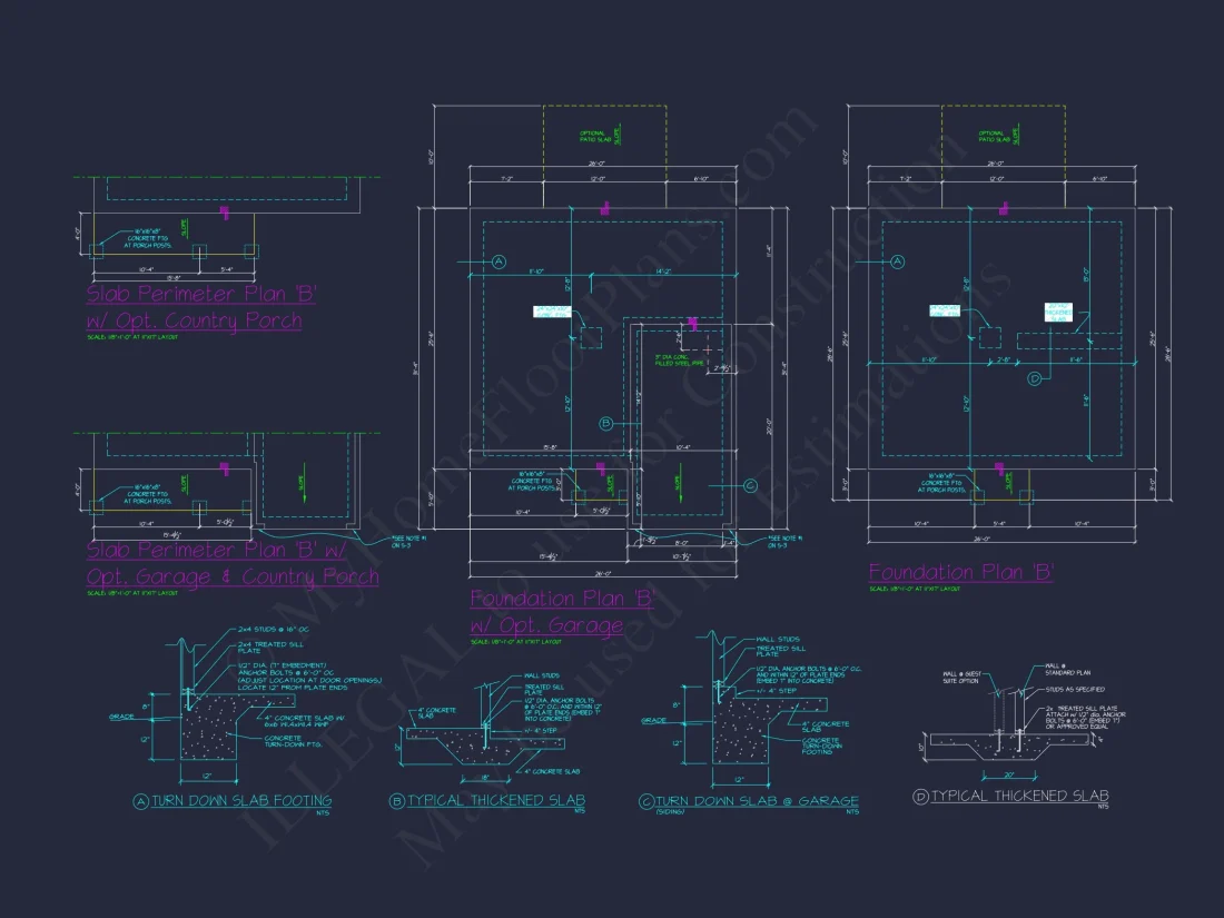 Colonial Revival house Plan with CAD Blueprint and Design