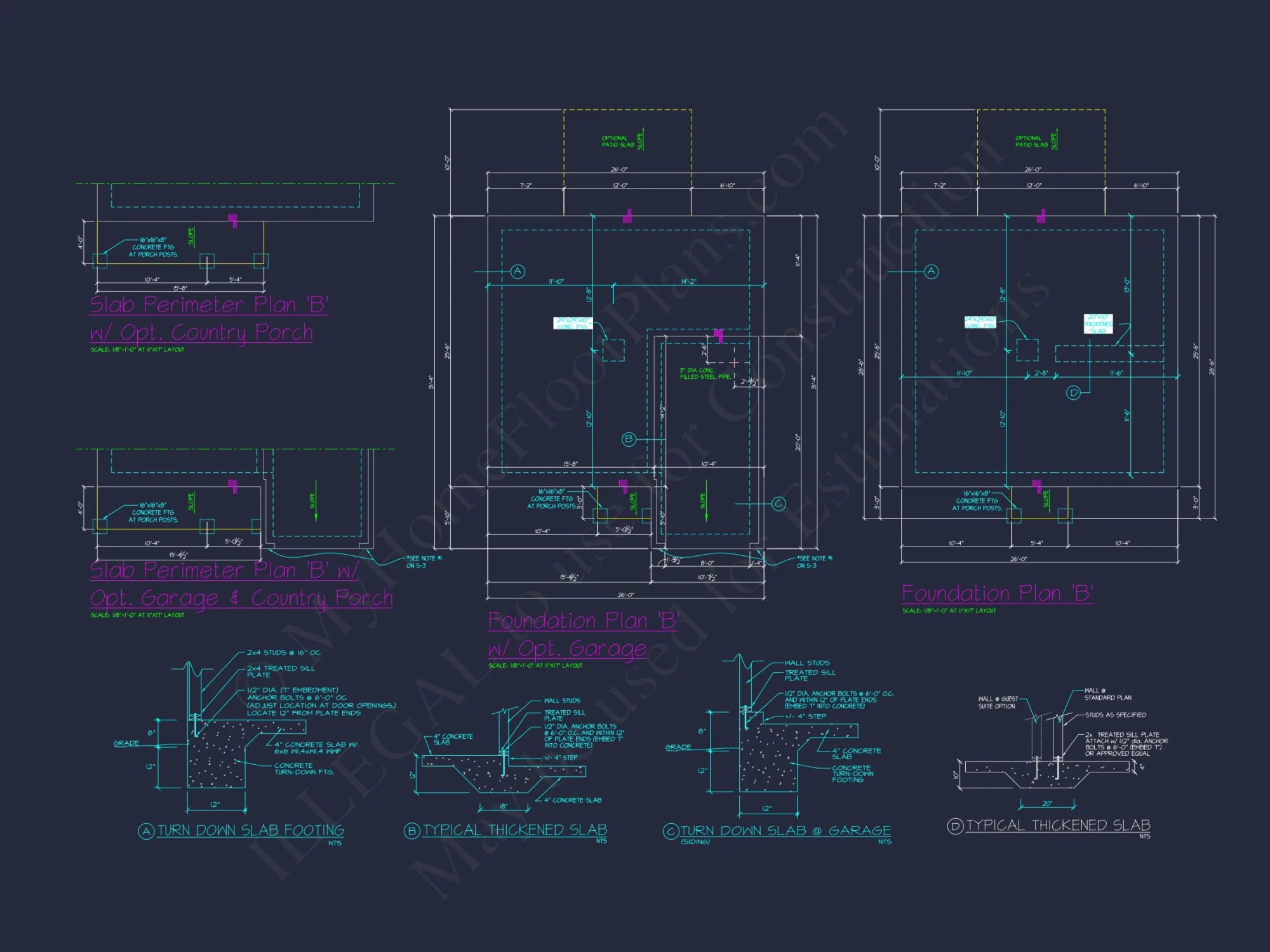Colonial Revival house Plan with CAD Blueprint and Design