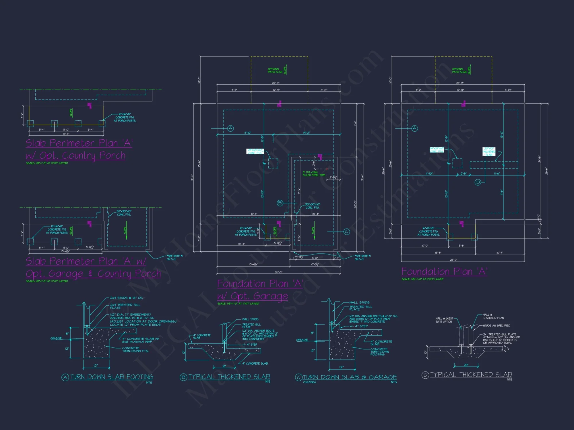 Colonial Revival house Plan with CAD Blueprint and Design