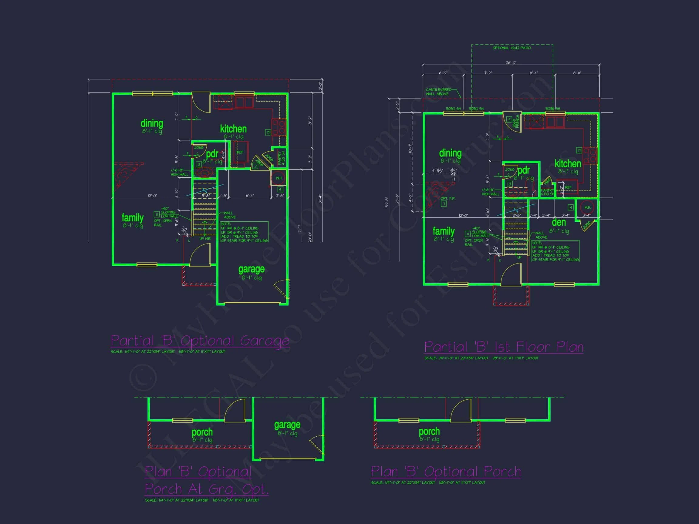 11-1020 HOUSE PLAN -Traditional Colonial Home Plan - 3-Bed, 2.5-Bath, 1,190 SF 12 Colonial Revival house Plan with CAD Blueprint and Design